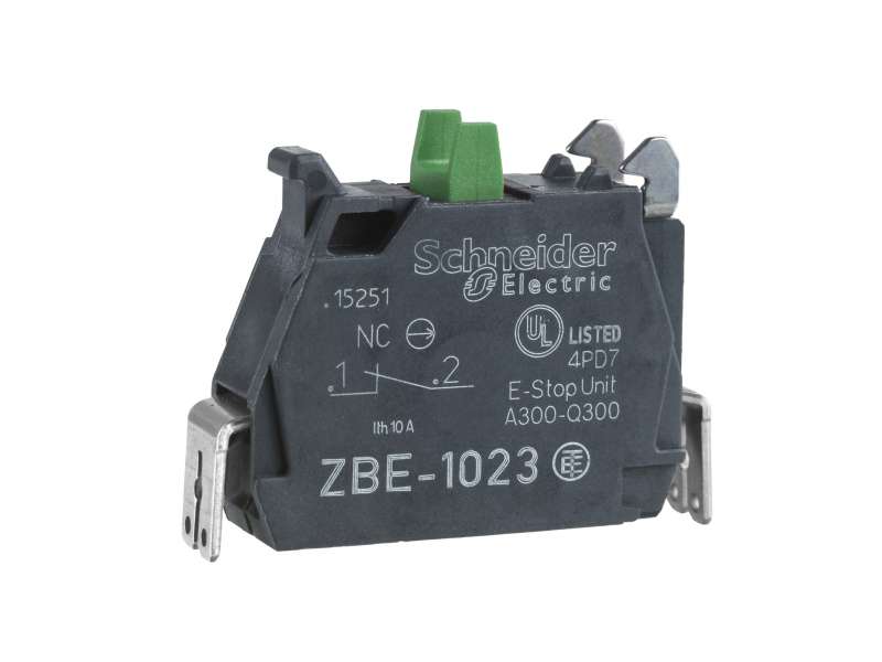 Schneider Electric Jednostruki kontaktni blok za glavu Ø22 1NO legura srebra Faston konektor;ZBE1013